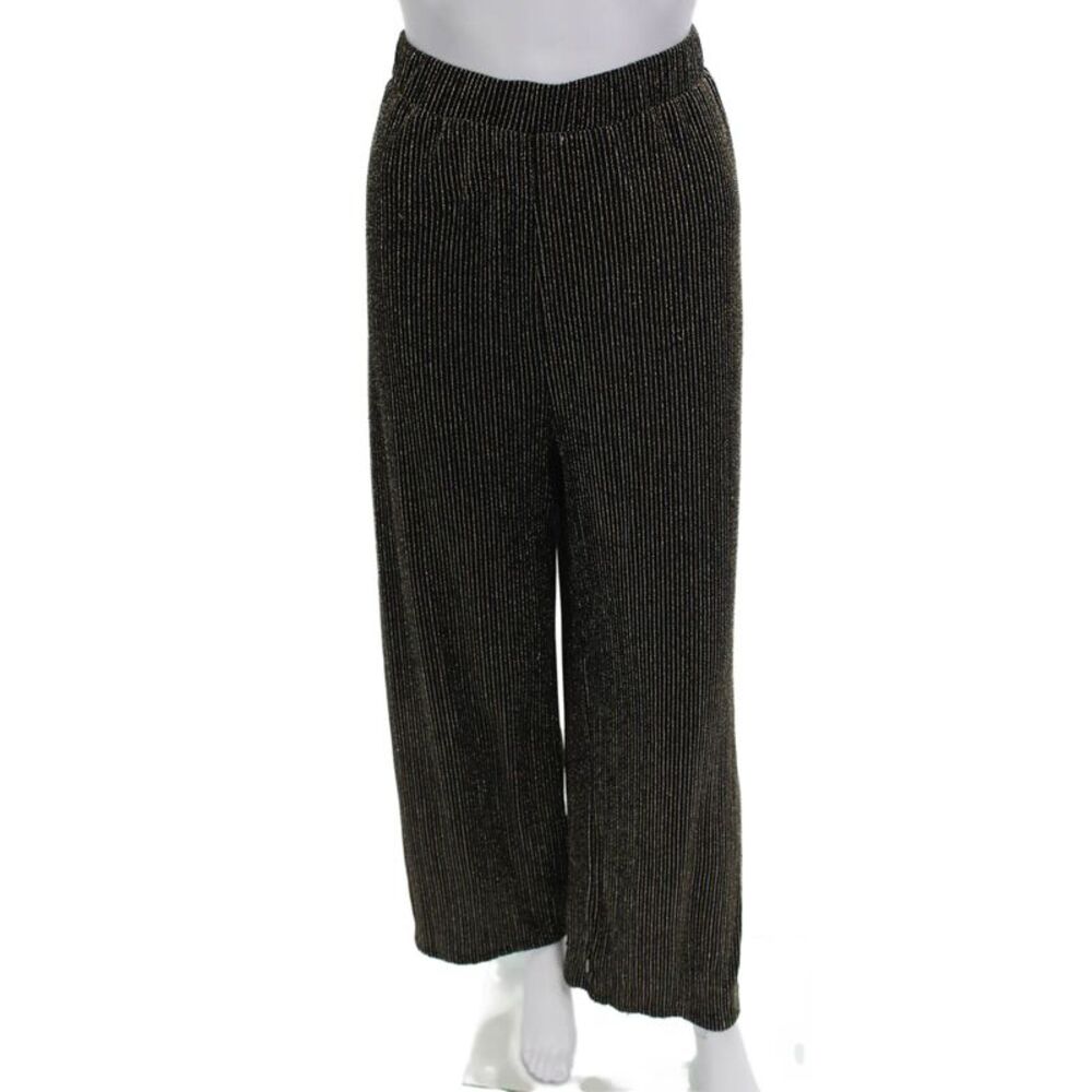 Molo Women Black Striped Pants 90% Polyamide 10% Elastane Size S